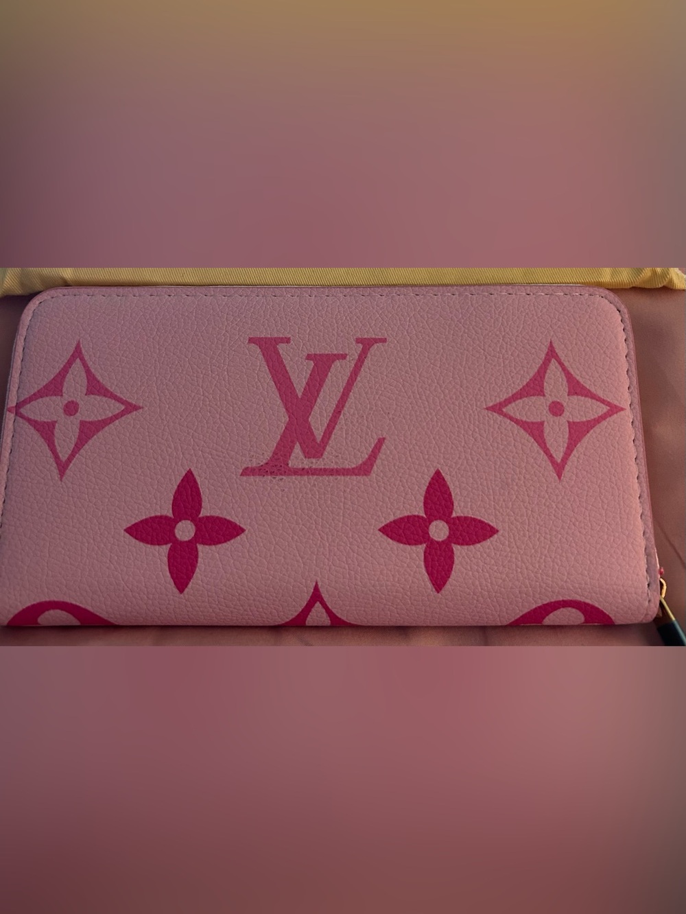 Inspired Louis Vuitton Pink Monogram Zip-Around Wallet in Dual Pink Tones